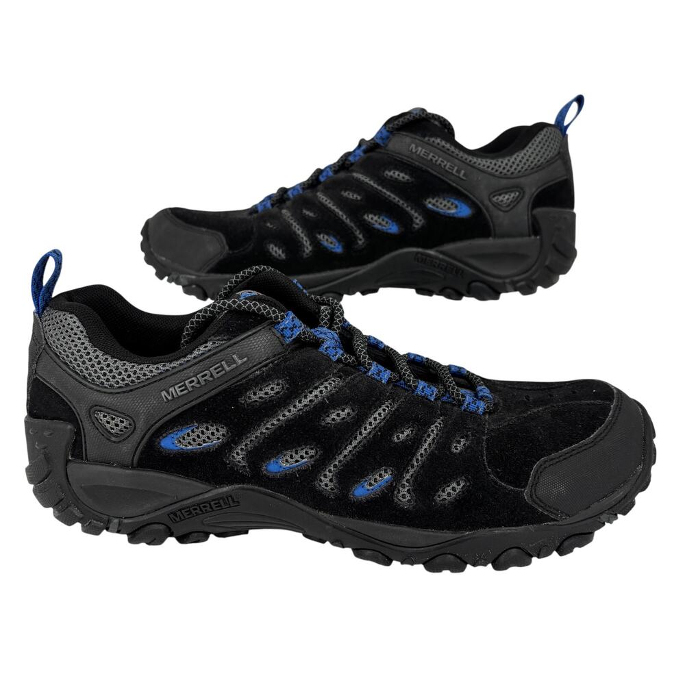 Merrell Hiking Sneakers Mens Size 9 Black Suede Leather and Mesh Lace Up